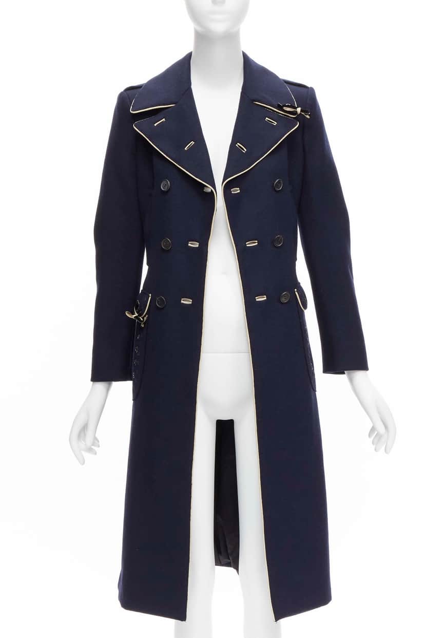 Prada Navy Officer Coat Navy Wool Very good condition - Front View