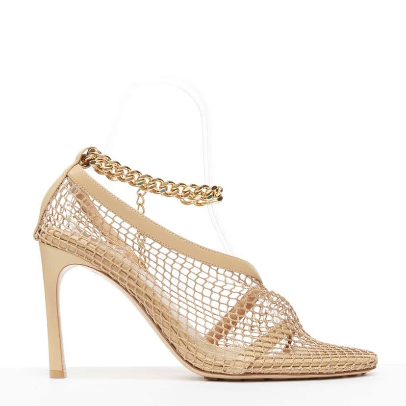 Bottega Veneta Fishnet Chain Heels Beige Never worn - Front View