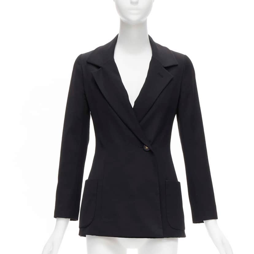 Chanel Black Monogram Blazer Black Wool Very good condition - Front View