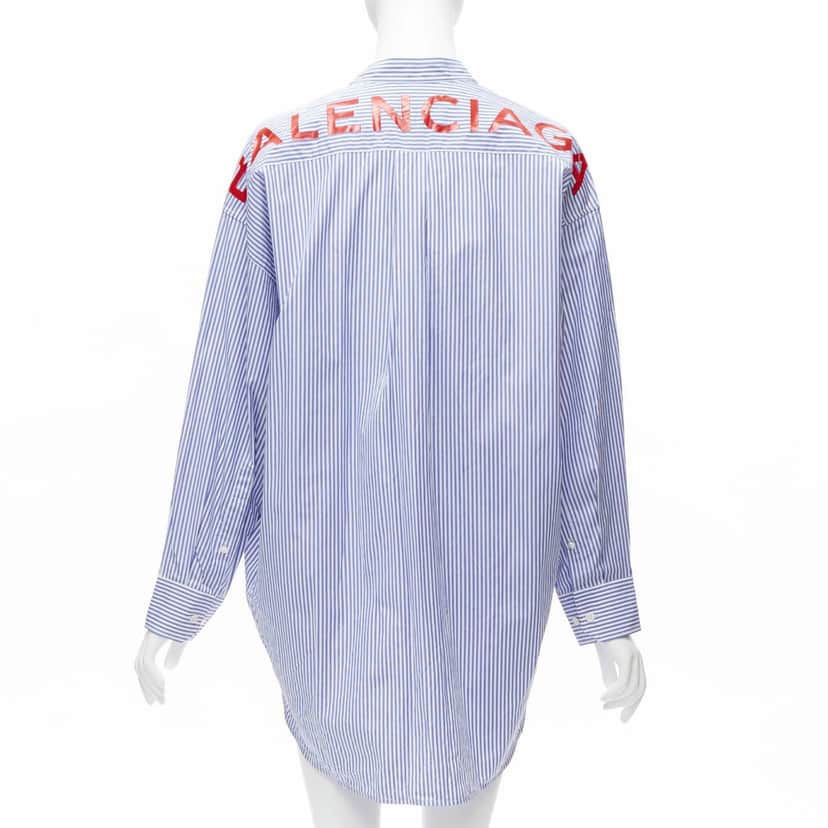 Balenciaga Stripe Oversized Shirt Blue Cotton Never worn, with tag - Front View