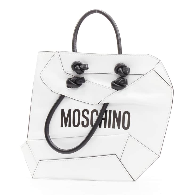 Moschino 2D Tote Clutch White Leather Never worn, with tag - Front View