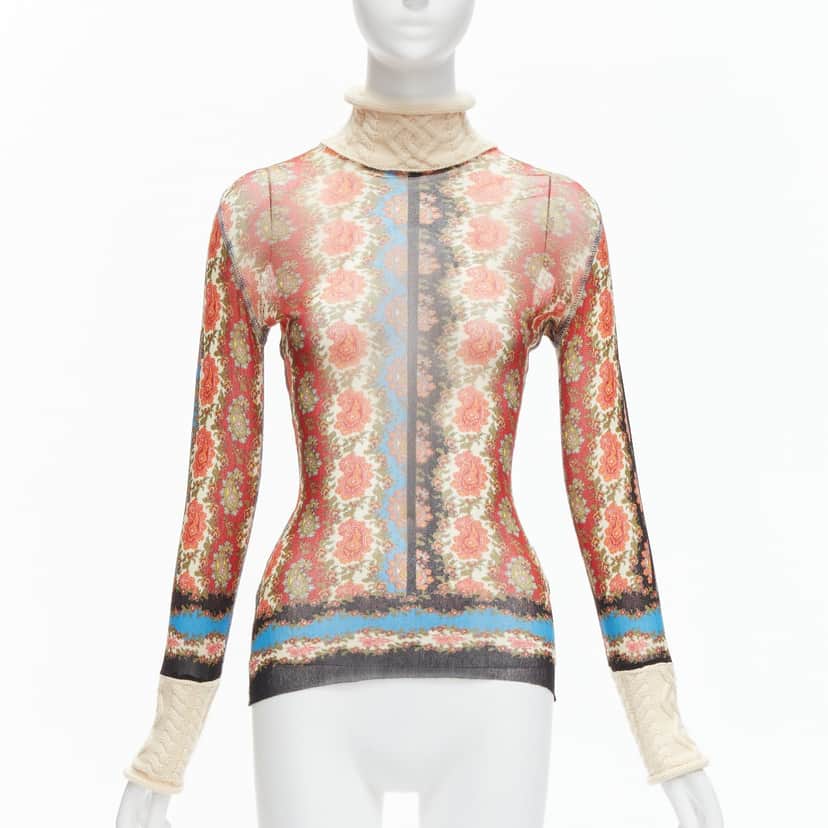 Jean Paul Gaultier Paisley Knit Turtleneck MultiColor Polyamide Very good condition - Front View