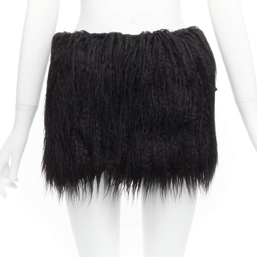 Saint Laurent Faux Fur Skirt Black Never worn, with tag - Front View