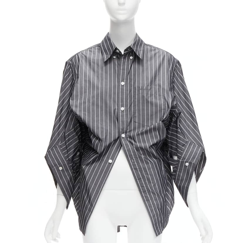 Balenciaga Pinstripe Shirt Grey Cotton Never worn - Front View