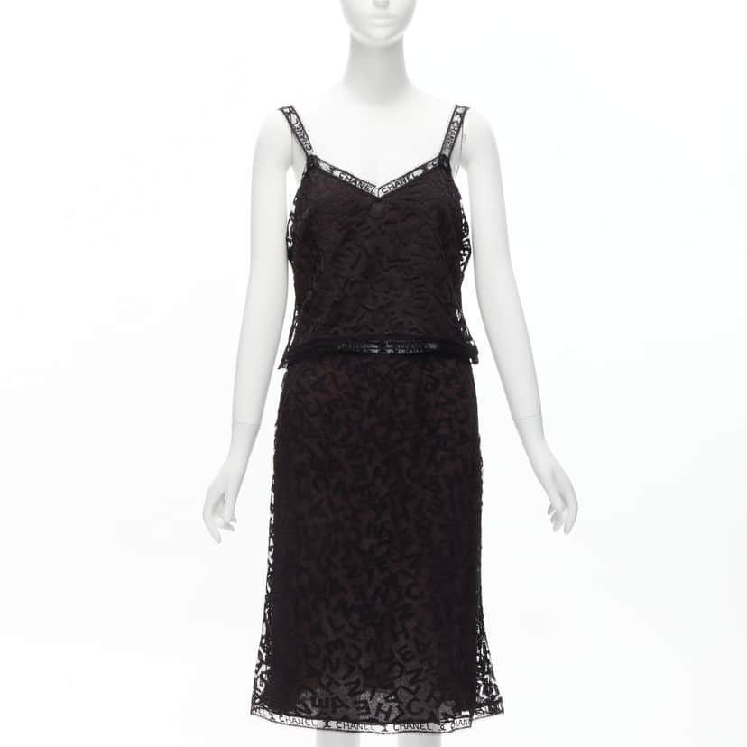 Chanel Lace Cami Skirt Brown Cotton Good condition - Front View