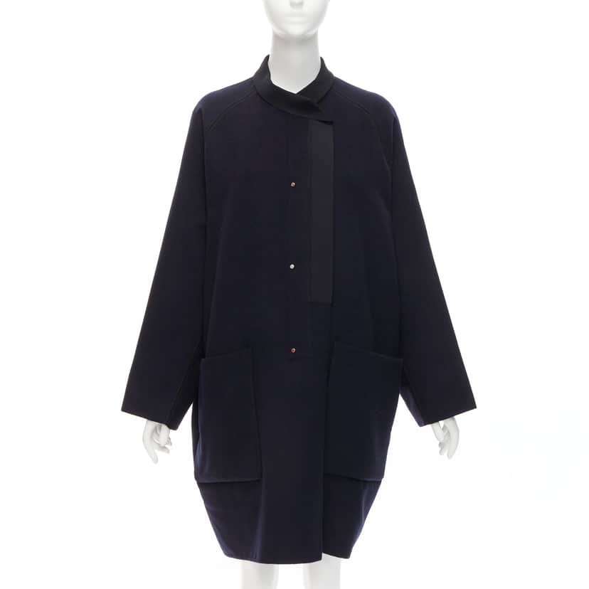 Hermès Navy Cocoon Coat Navy Cashmere Never worn - Front View