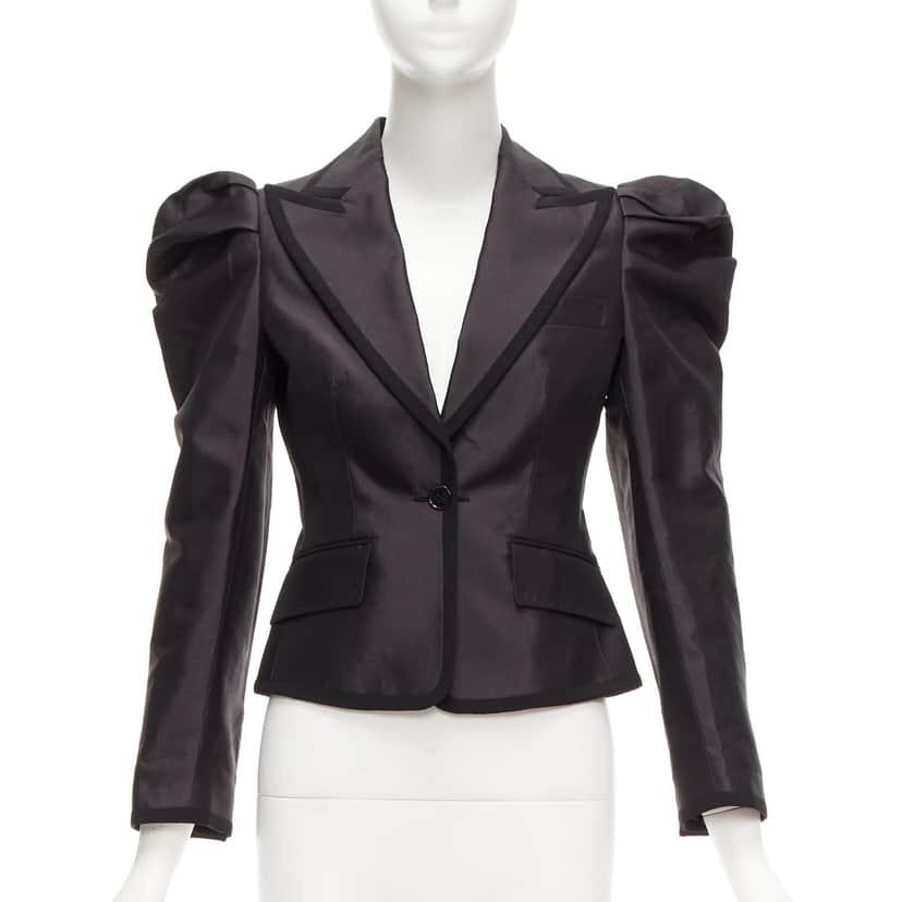 Dolce & Gabbana Silk Princess Blazer Black Silk Never worn, with tag - Front View