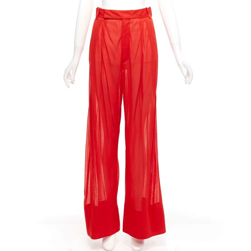 Celine Sheer Wide Pants Red Viscose Never worn, with tag - Front View