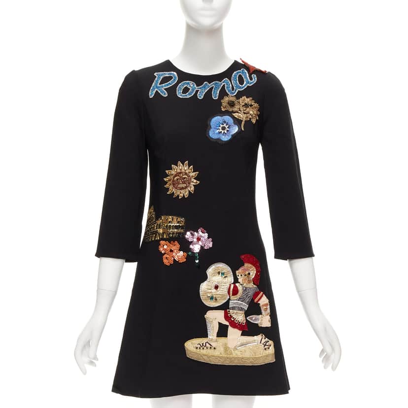Dolce & Gabbana Roma Warrior Dress Black Viscose Good condition - Front View