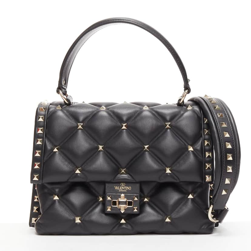 Valentino Garavani Candystud Black Leather Good condition - Front View