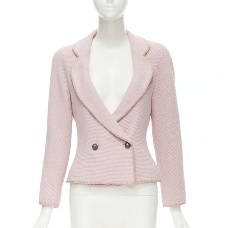 Dior Pink Tweed Ribbon Jacket Pink Wool Very good condition - Front View