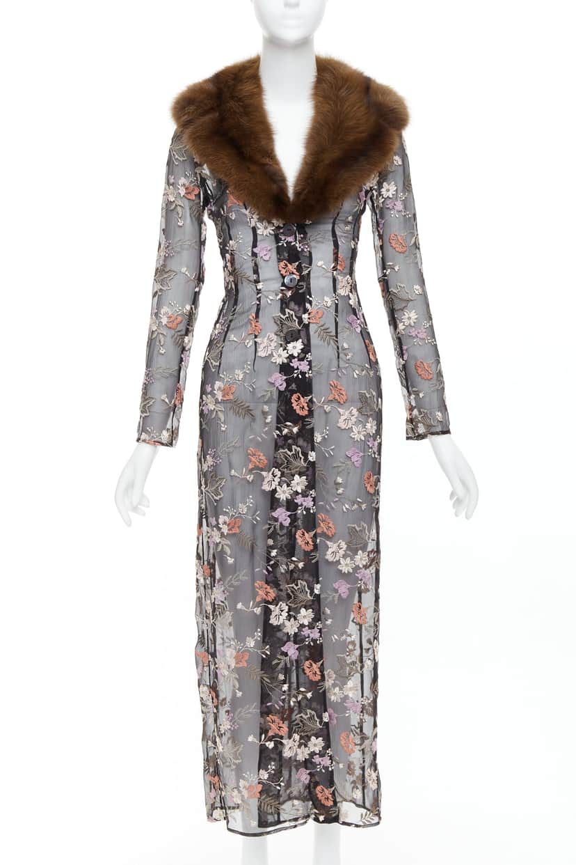 Dolce & Gabbana Black Floral Coat Black Silk Very good condition - Front View