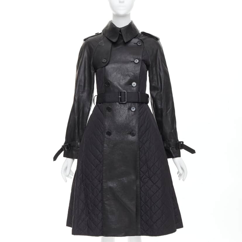 Jean Paul Gaultier Quilted Trench Coat Black Good condition - Front View