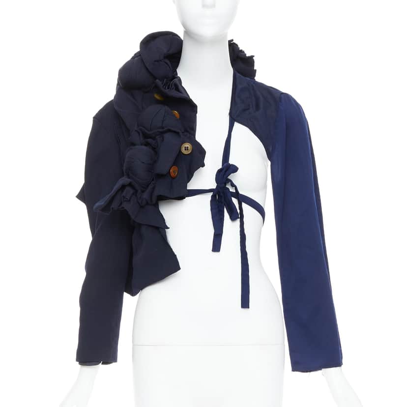 Comme Des Garcons Knot Tie Jacket Navy Polyester Good condition - Front View