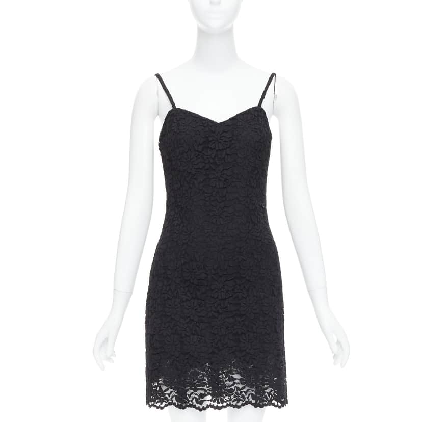 Dolce & Gabbana Lace Slip Dress Black Polyamide Very good condition - Front View