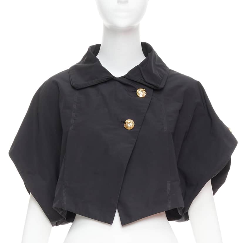 Louis Vuitton Black Gold Button Jacket Black Polyester Good condition - Front View