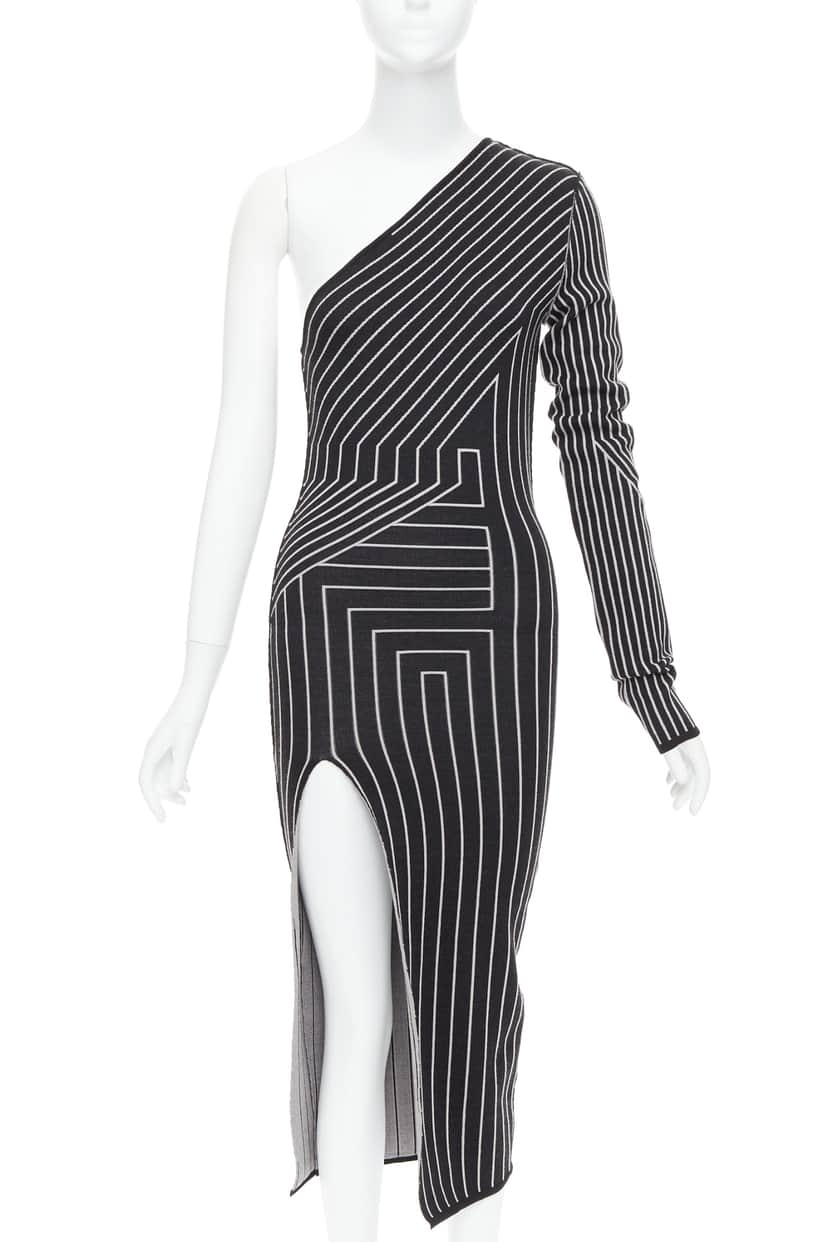 Rick Owens Geometric Slit Dress Grey Wool Never worn - Front View