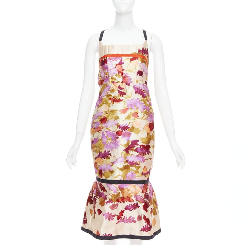 Prada Floral Bondage Dress MultiColor Wool Very good condition - Front View