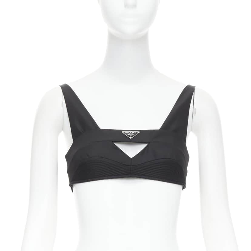 Prada Triangle Logo Bralette Black Never worn, with tag - Front View