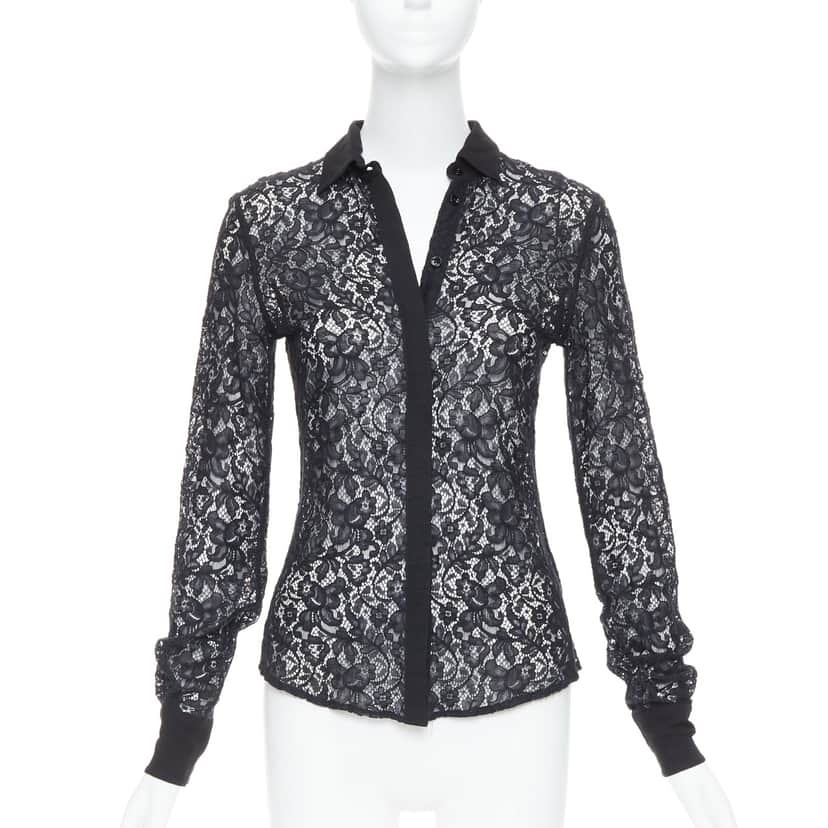 D&g Floral Lace Shirt Black Cotton Very good condition - Front View