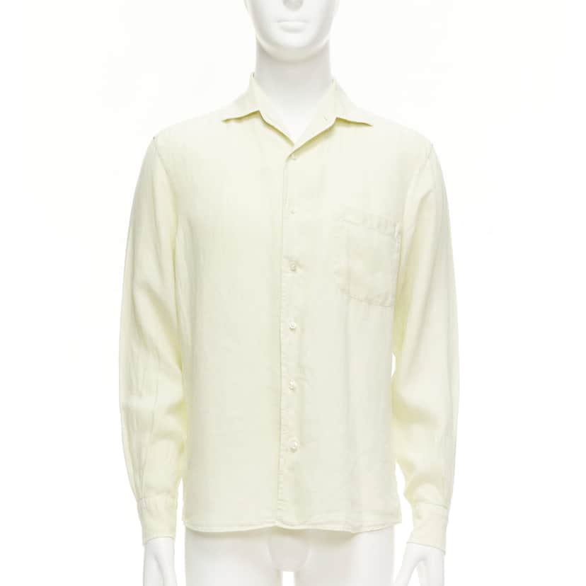 Loro Piana Pocketed Casual Shirt Yellow Linen Never worn - Front View