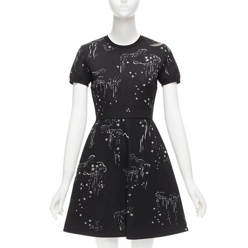Valentino Garavani Glitter Cloud Dress Black Viscose Never worn - Front View