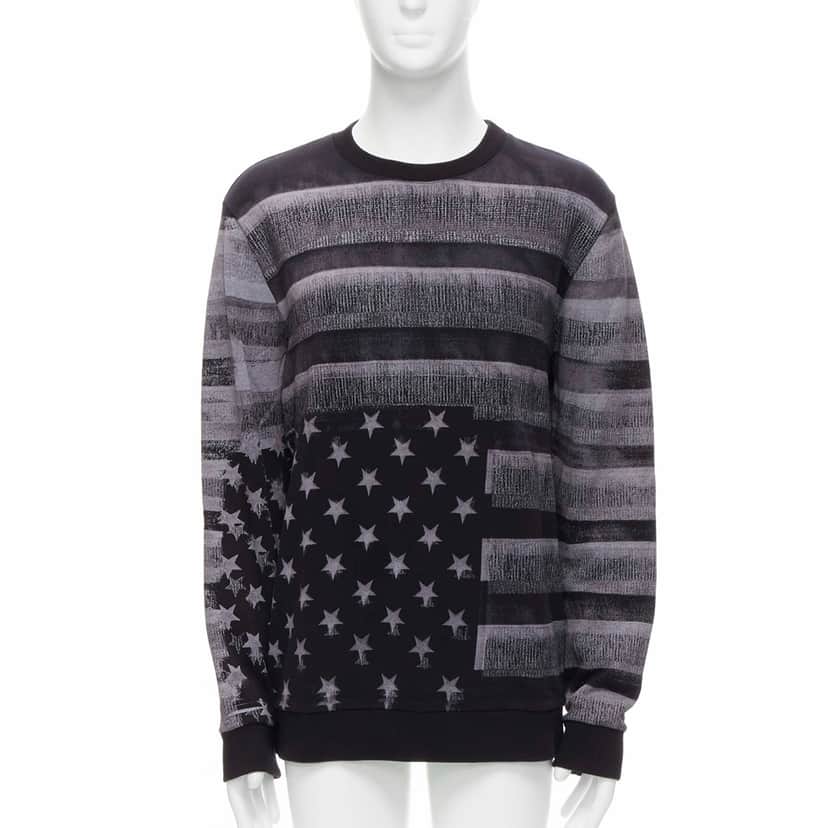 Givenchy Flag Distressed Sweater Black Cotton Never worn - Front View