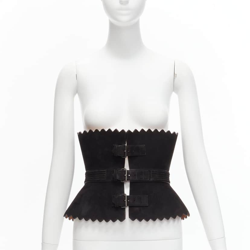 Alaïa Magic Tape Classic Belt Black Suede Good condition - Front View