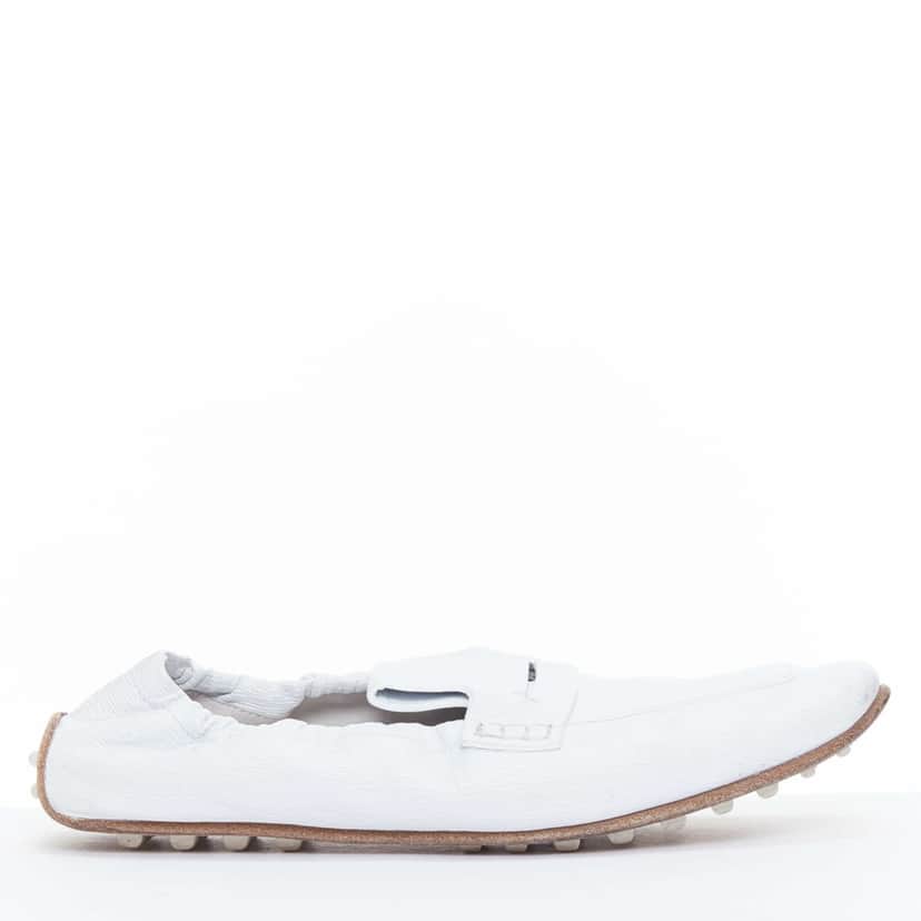 Hermès Echo Mocassins White Leather Fair condition - Front View