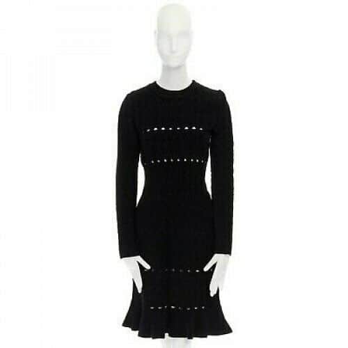Alaïa Chenille Fluted Dress Black Very good condition - Front View