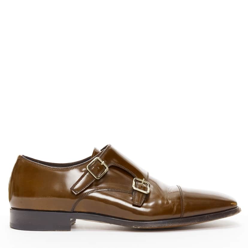 Tom Ford Monk Strap Loafers Brown Leather Fair condition - Front View