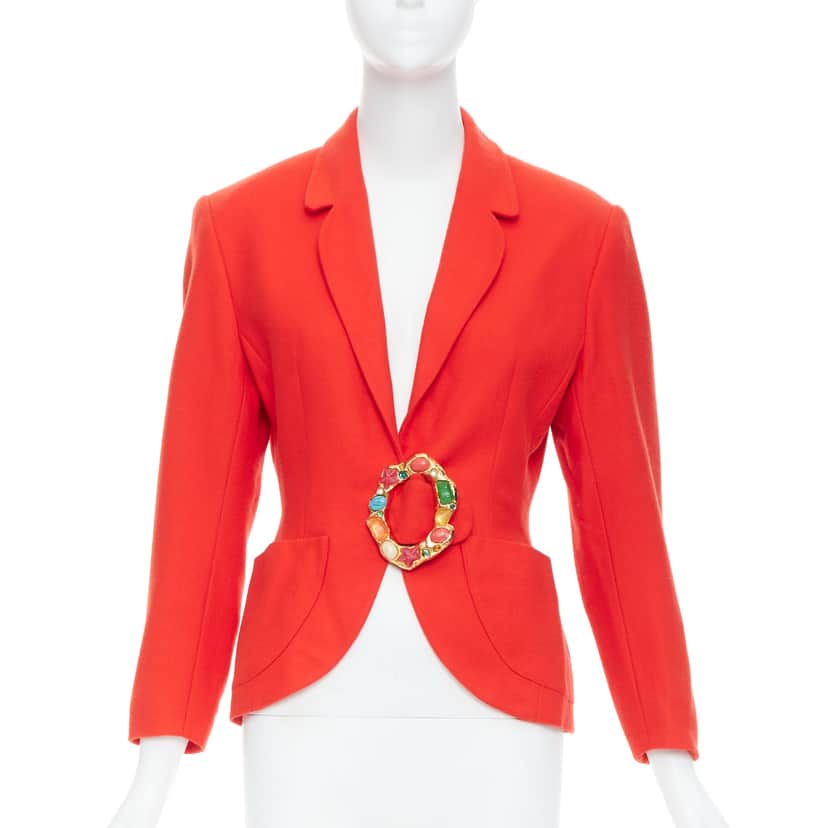 Unsigned Multicolor Buckle Blazer Red Never worn - Front View