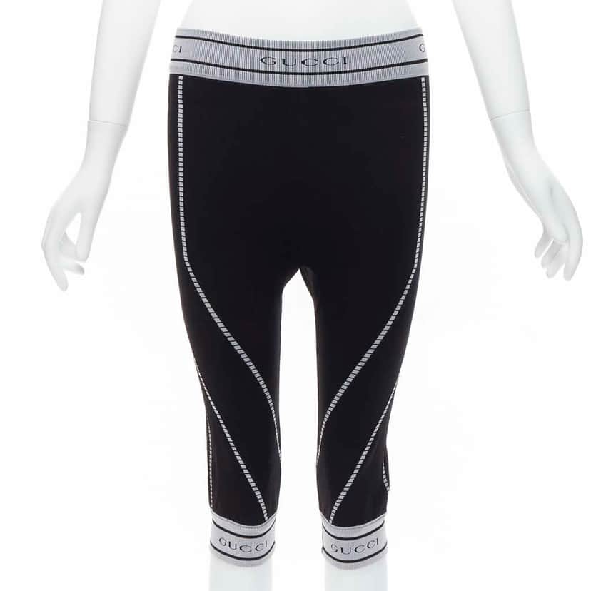 Gucci Ribbed Biker Leggings Black Very good condition - Front View
