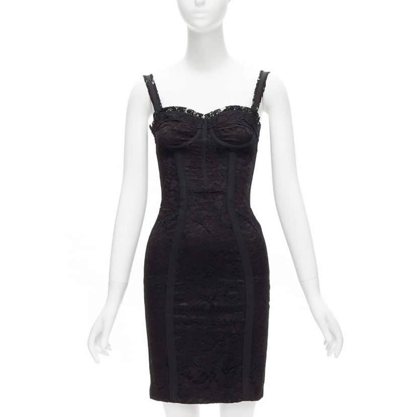 Dolce & Gabbana Lace Corset Dress Black Viscose Very good condition - Front View