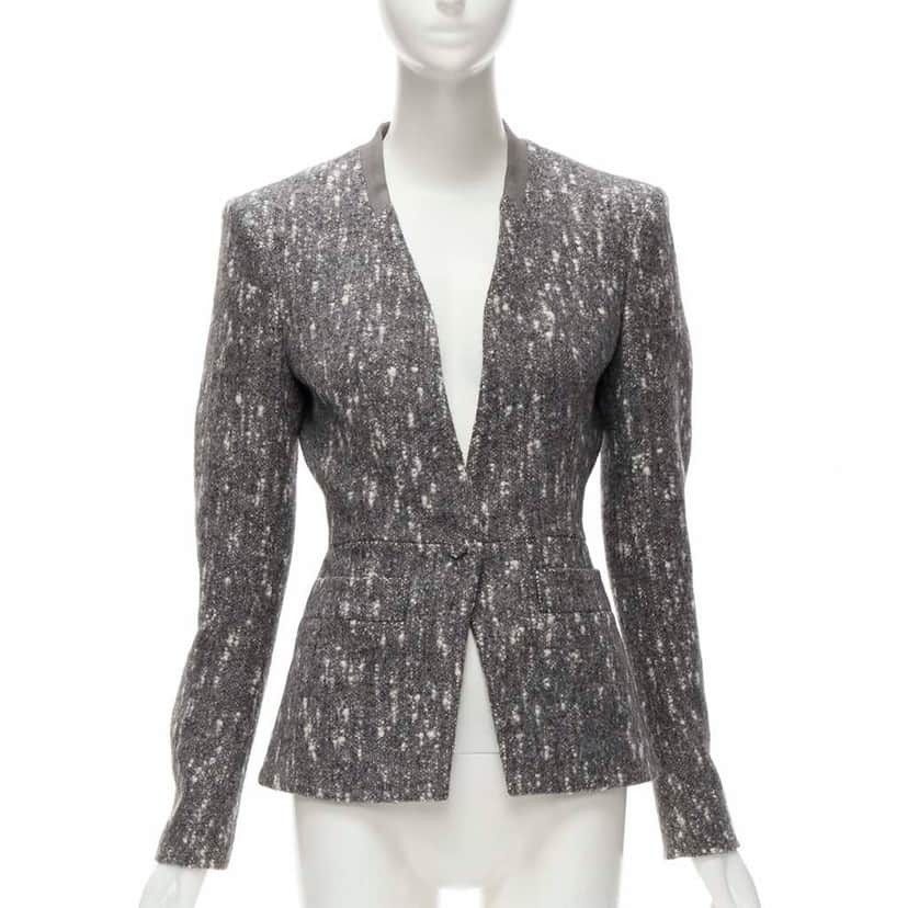 Balenciaga Speckled Fitted Blazer Grey Very good condition - Front View