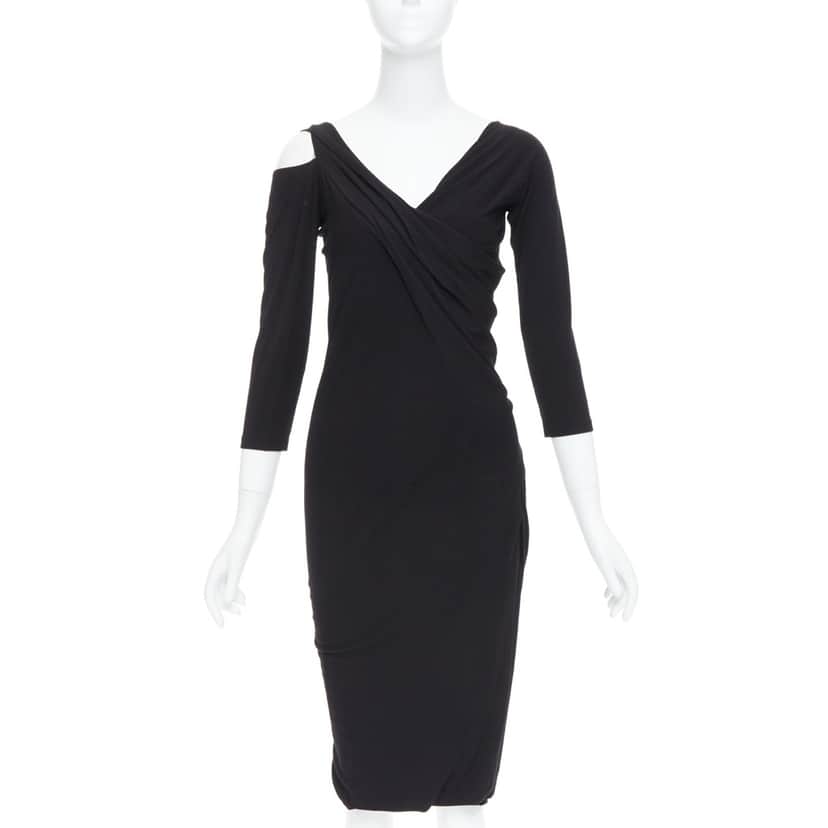 دونا كاران فستان الكتف البارد