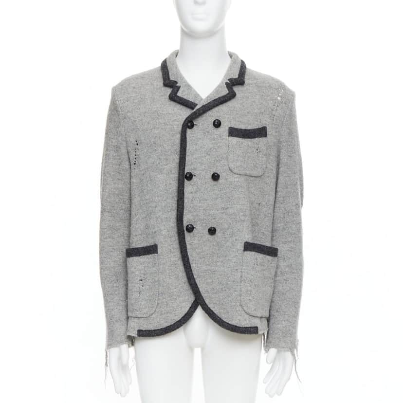 Miharayasuhiro Grey Grunge Nautical Blazer Grey Wool Very good condition - Front View