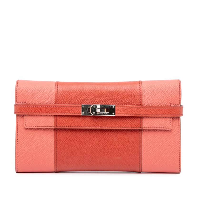 Hermès Epsom Flag Kelly Longue Wallet Orange Leather Good condition - Front View
