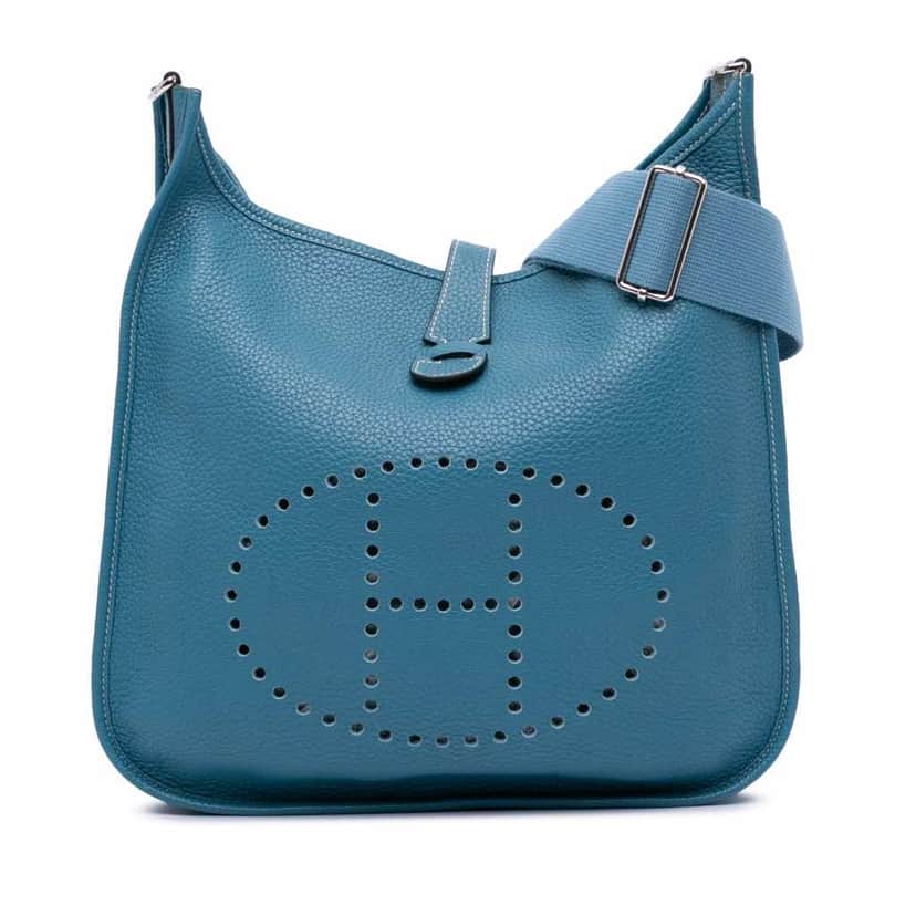 Hermès Clemence Evelyne III 33 Blue Leather Good condition - Front View