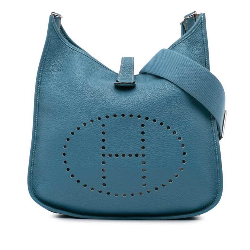 Hermès Clemence Evelyne III 29 Blue Leather Good condition - Front View