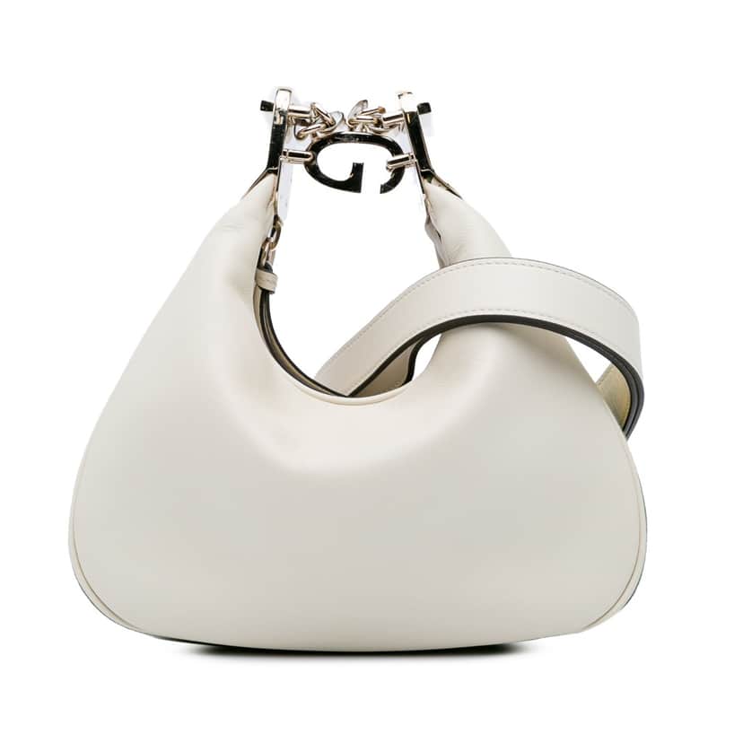 Gucci Small Leather Web Attache Crossbody White Leather Good condition - Front View