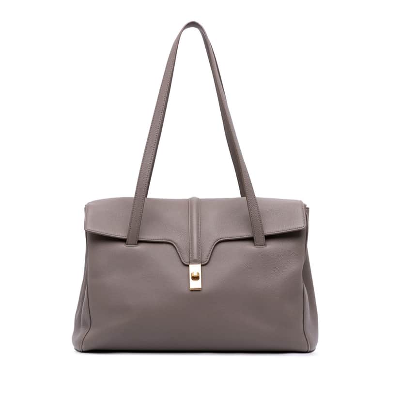 Celine Medium Grained Calfskin Soft 16 Shoulder Bag Brown Leather Good condition - Front View