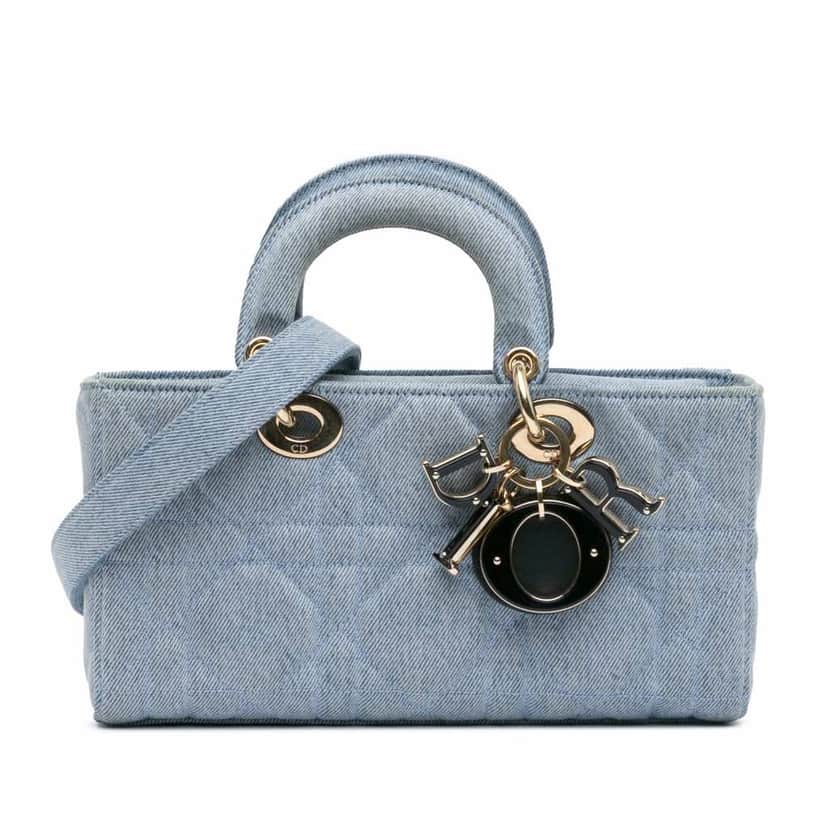 Dior Small Denim Macrocannage Lady D Joy Blue Good condition - Front View