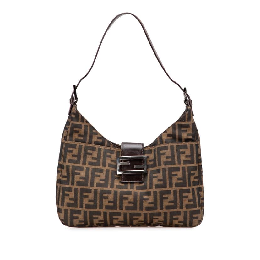 Fendi Zucca Canvas Shoulder Bag Brown Good condition - Front View