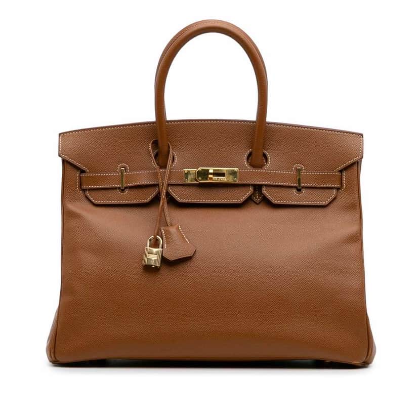 Hermès Courchevel Birkin Retourne 35 Brown Leather Good condition - Front View