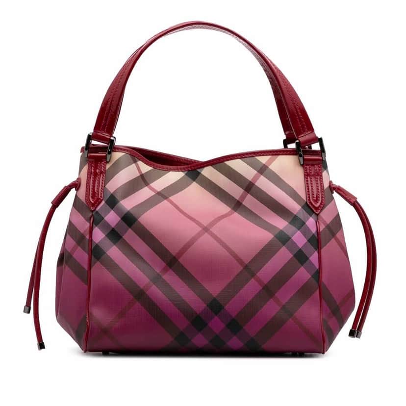 Burberry Supernova Check Coated Canvas Bilmore Tote Pink Good condition - Front View