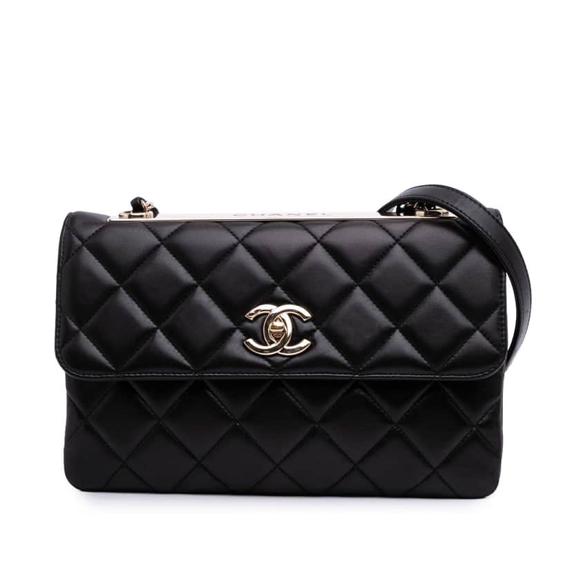 Chanel Quilted Lambskin Trendy CC Flap Black Leather Fair condition - Front View