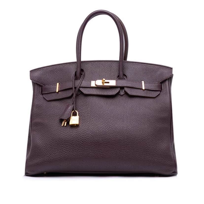 Hermès Togo Birkin Retourne 35 Purple Leather Good condition - Front View