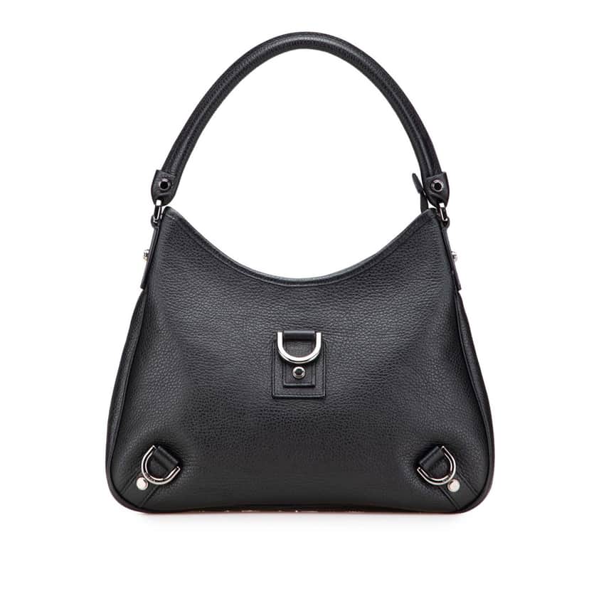 Gucci Pebbled Leather Abbey D Ring Shoulder Bag Black Leather Good condition - Front View