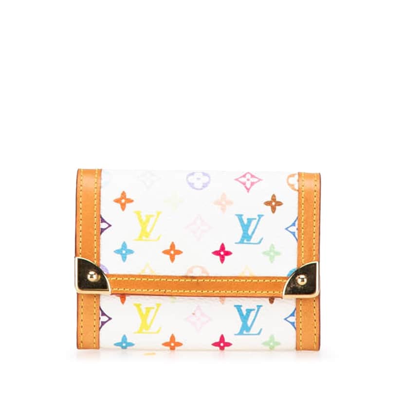 Louis Vuitton Monogram Multicolore Porte Monnaie Plat White Canvas Good condition - Front View
